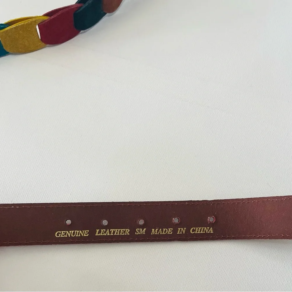 Vintage Leather Multi Colored‎ Rainbow Belt S